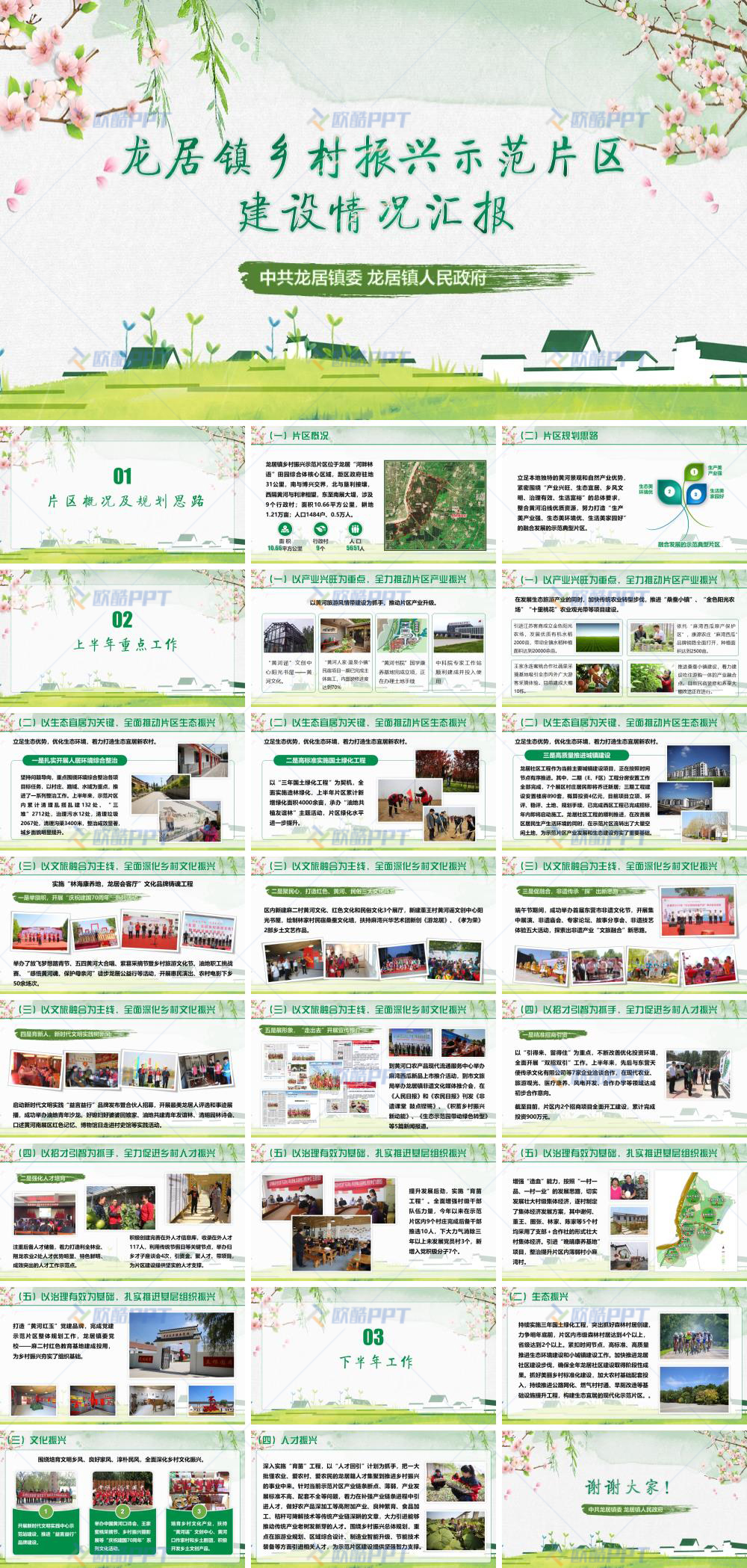 龙居镇乡村振兴示范片区建设情况汇报PPT演示